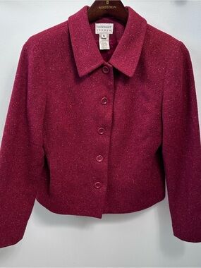 Vintage 1999 Freeport Studio L.L. Bean Pink Wool Blend Tweed Blazer Jacket 6P